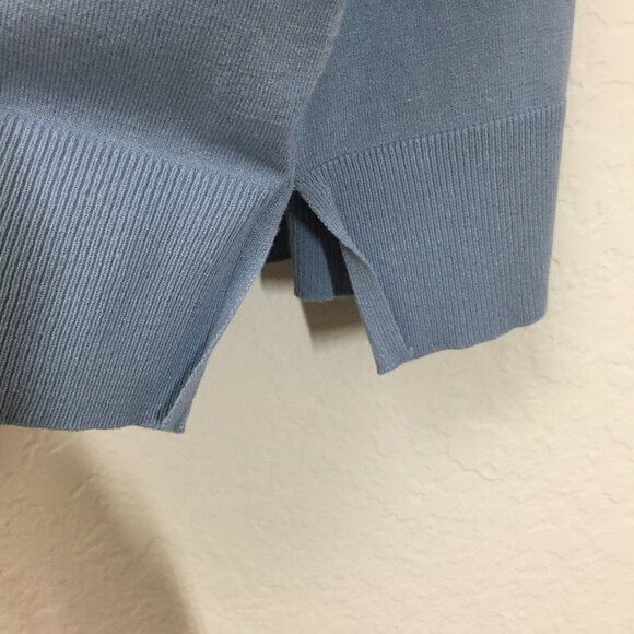 Korean Fashion Womens Cardigan V Neck Slit Sides Free Size Fits Medium Blue - Picture 3 of 10